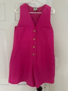 Tuckernuck Fuchsia Pink Textured Romper
